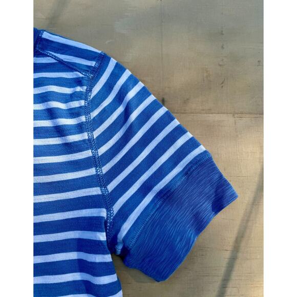 Lauren Jeans Co Ralph Lauren Blue and White Quarter Button Striped Shirt, Size S - Picture 3 of 5